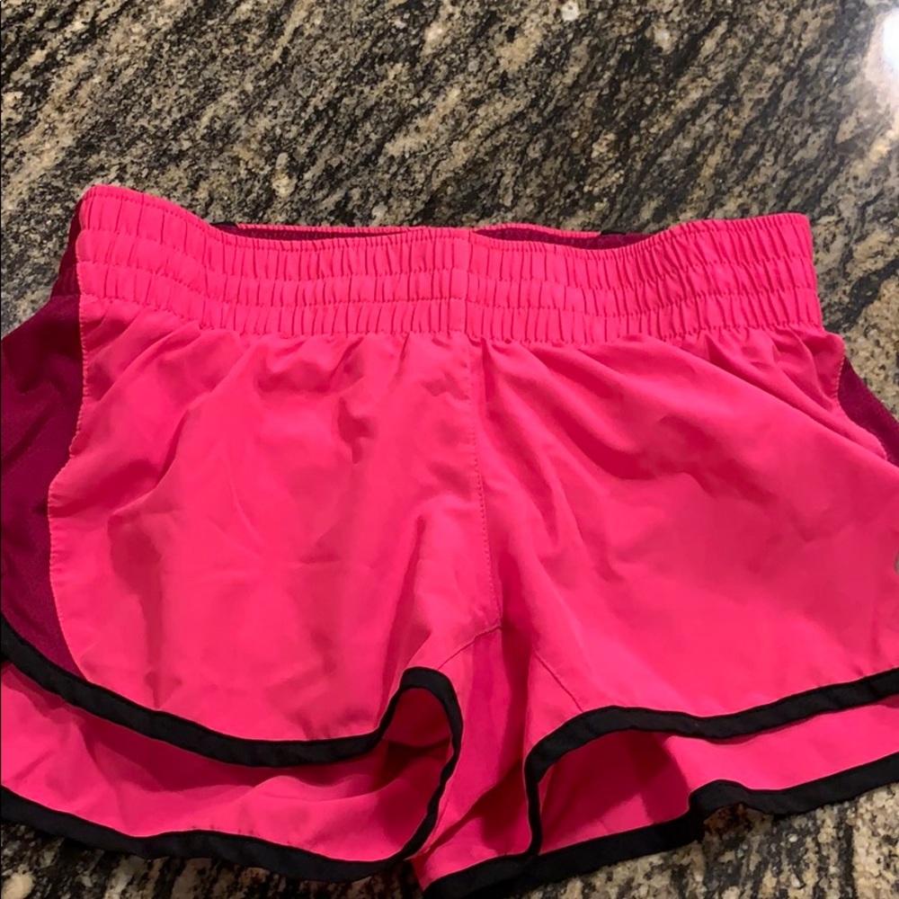 Fluorescent pink athletic shorts